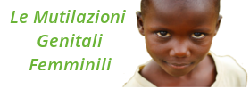Immagine di una bambina e testo "Le Mutilazioni Genitali Femminili"