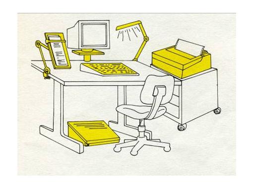 Immagine di una scrivania con computer